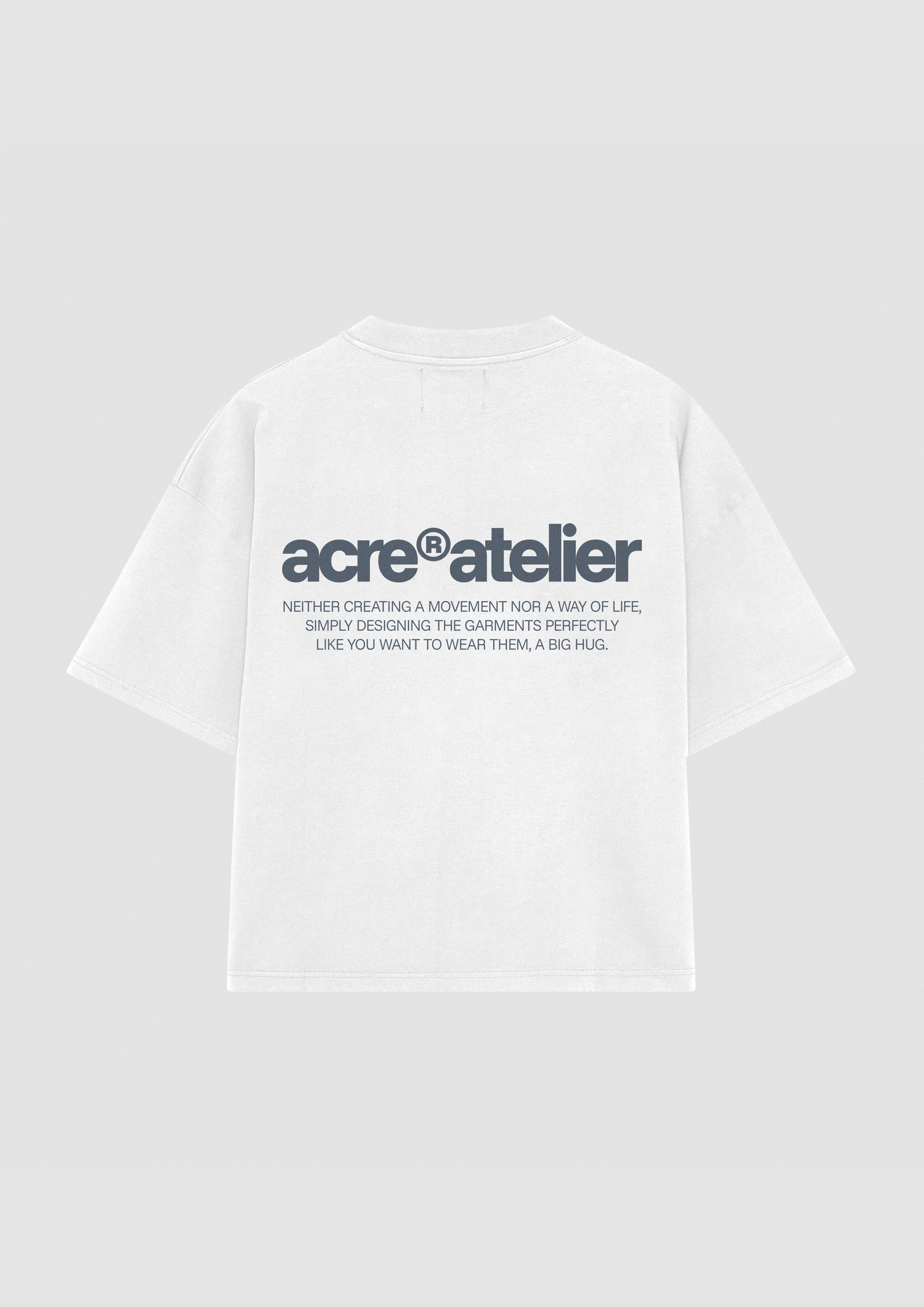 ACRE®ATELIER Big Hug T-Shirt Grey Back - Camiseta Gris Espalda Atelier Garments Lab