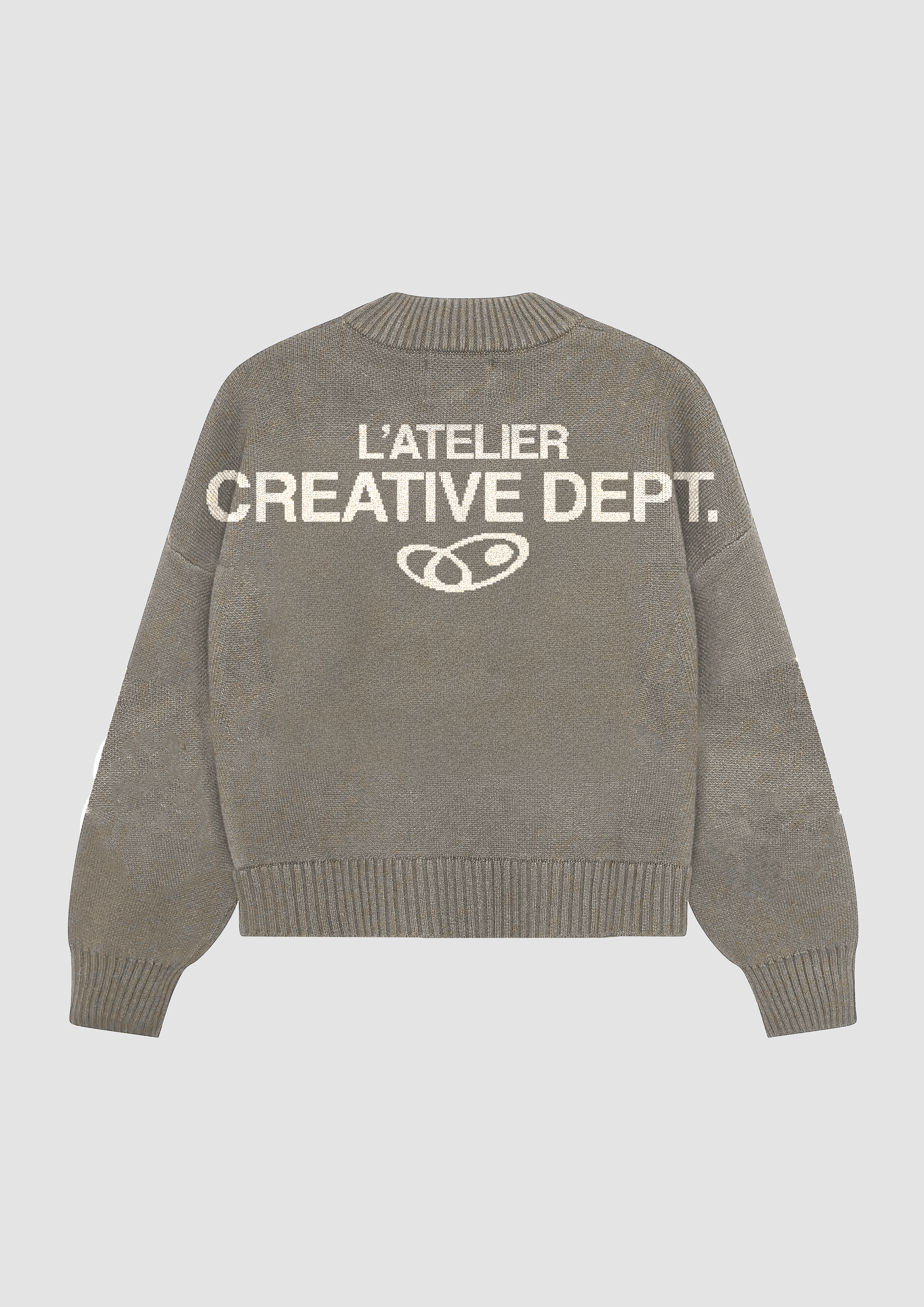 ACRE®ATELIER Creative Dept Knit Crewneck Beige Back - Sudadera Beige Espalda Atelier Garments Lab