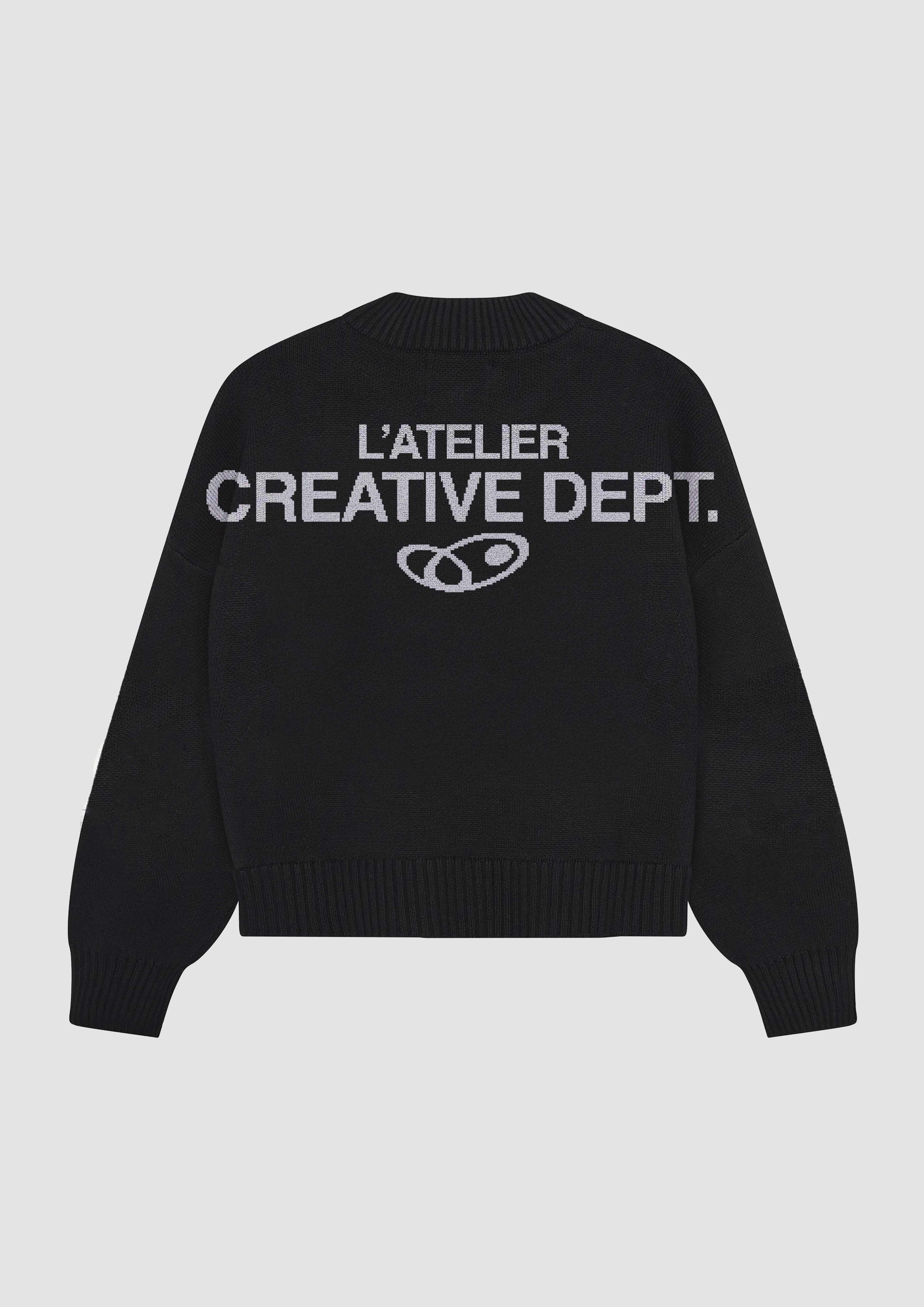 ACRE®ATELIER Creative Dept Knit Crewneck Black Back - Sudadera Negra Espalda Atelier Garments Lab