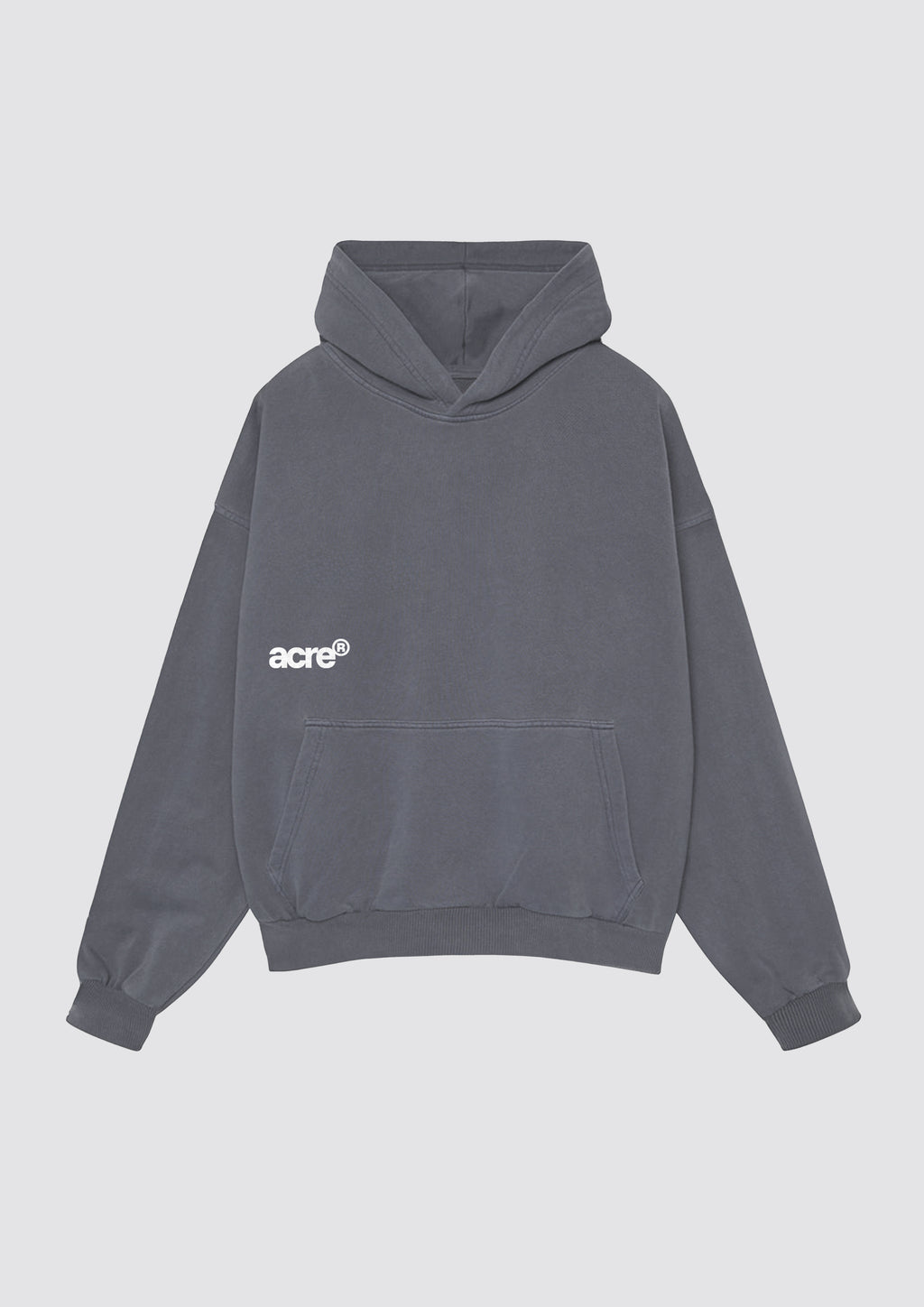 ACRE®ATELIER Garment Lab Hoodie Grey Front - Sudadera Gris Frontal Atelier Garments Lab