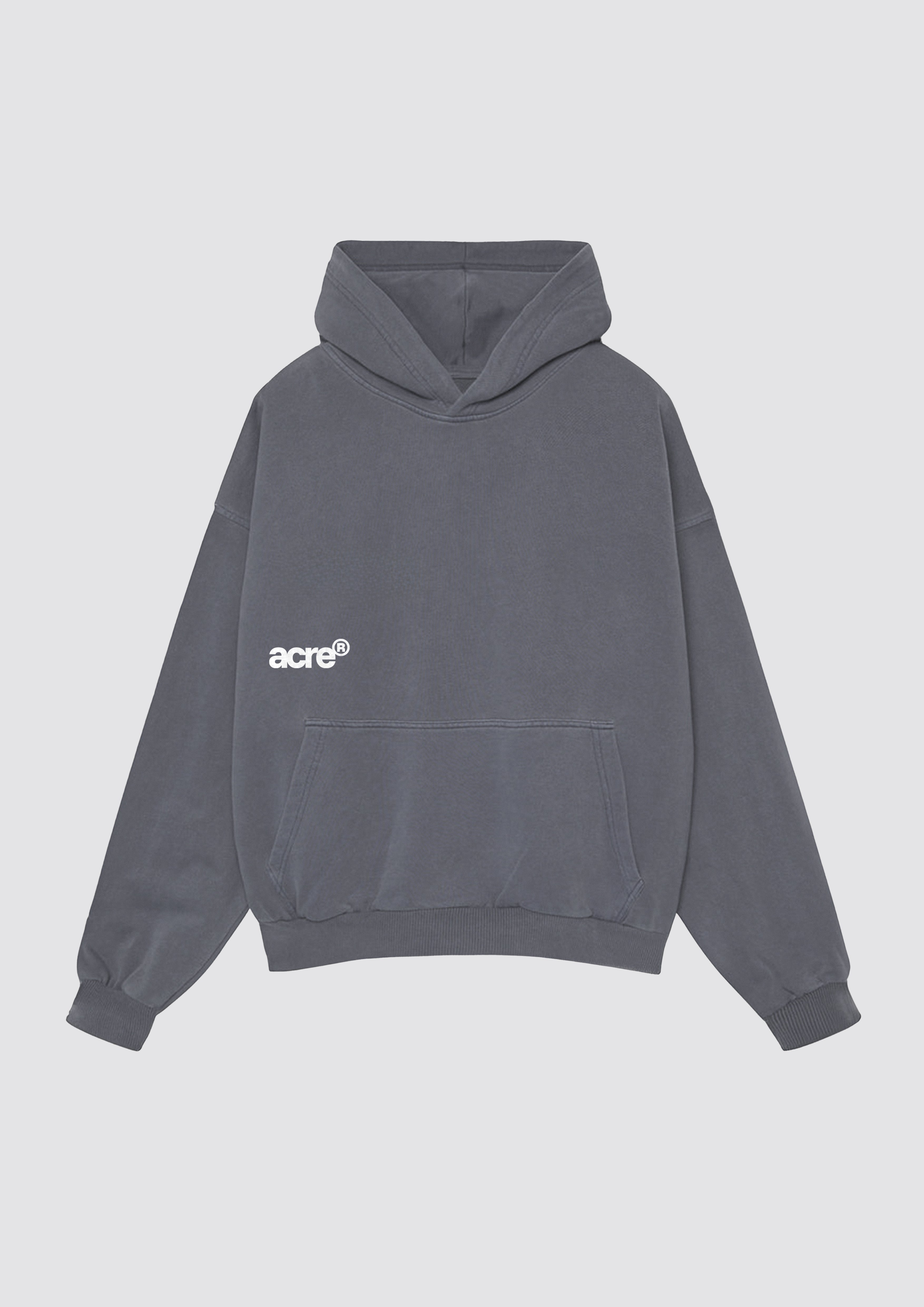 ACRE®ATELIER Garment Lab Hoodie Grey Front - Sudadera Gris Frontal Atelier Garments Lab